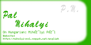 pal mihalyi business card